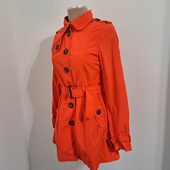Divided Women Trench Belted Coats Bold Red/Orange Size 6 - Picture 7 of 9